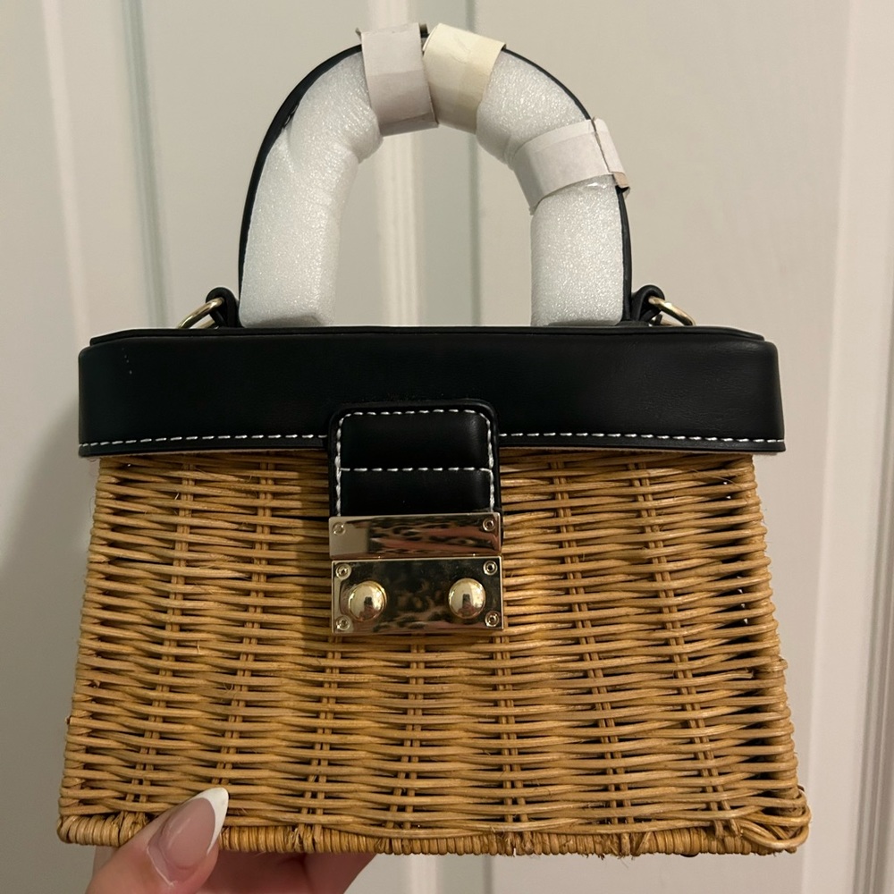 ZARA basket purse with black top and gold detailing